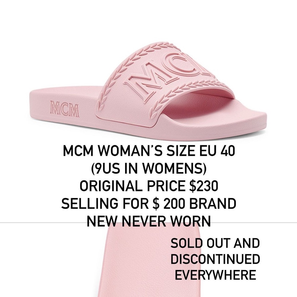 MCM Women's Light Pink Slide Sandals